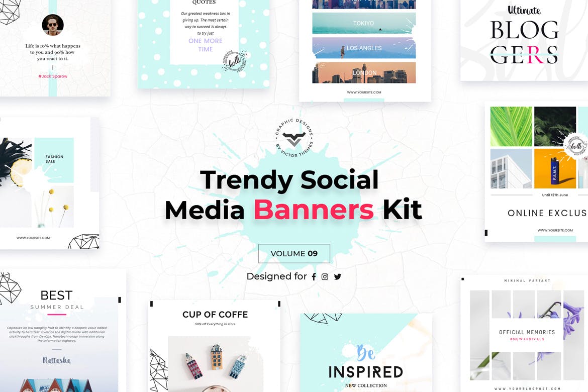 社交媒体通用Banner广告图片设计模板素材包IX Social Media Banners Pack IX插图(1)