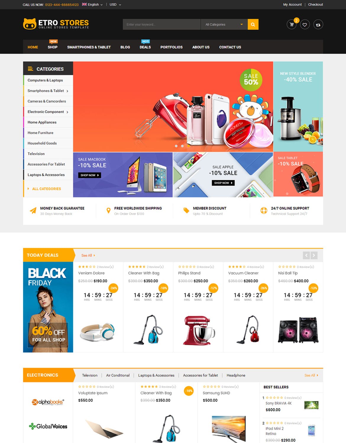 Bootstrap架构响应式多用途网上商城HTML5模板素材库精选 EtroStore – Responsive Multi-Purpose HTML Template插图(1)