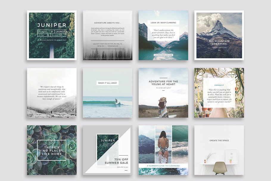 社交媒体风景类贴图模板素材库精选 J U N I P E R  Social Media BUNDLE插图(6)