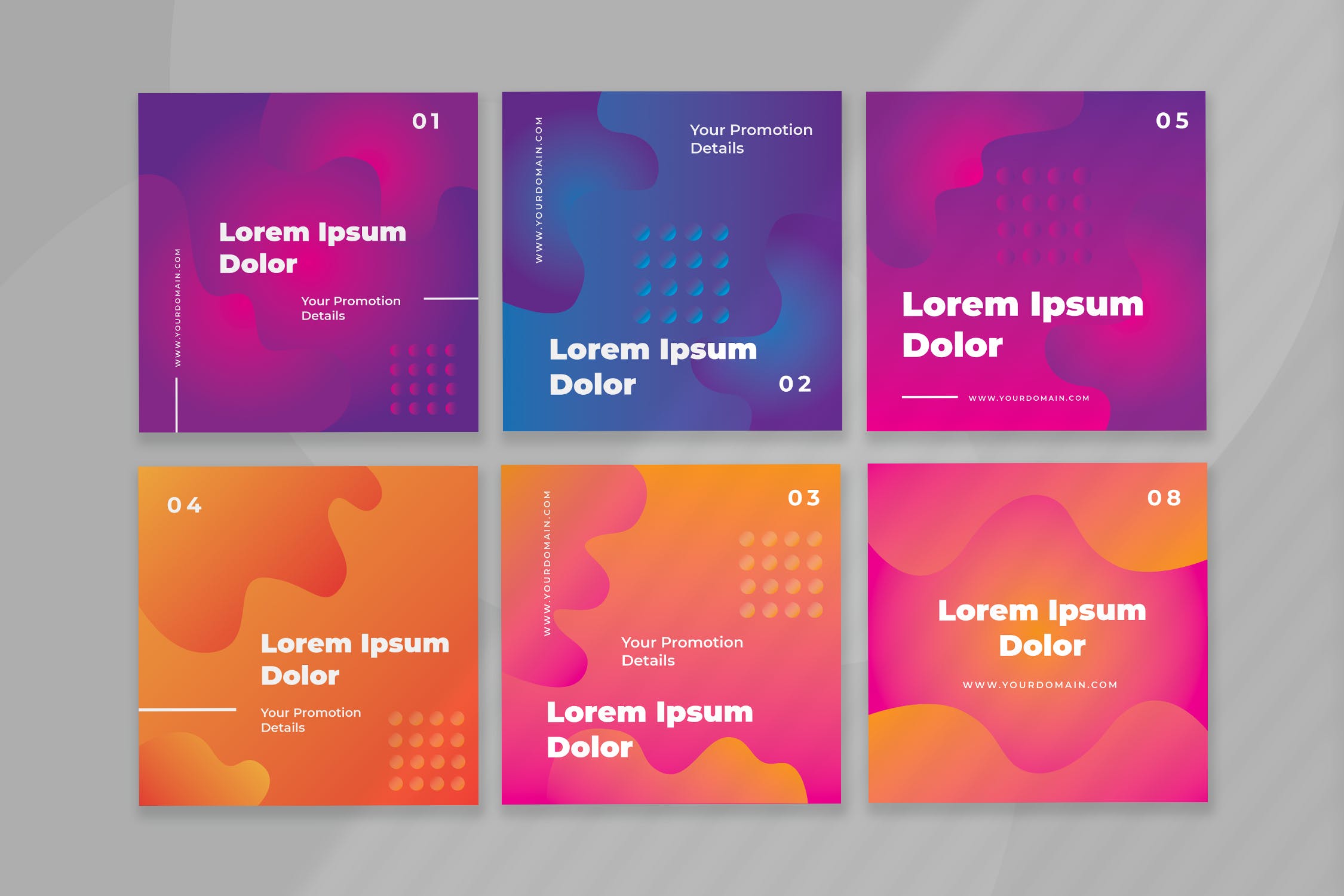 渐变色创意几何图形社交推广设计素材包 Six – Gradient Social Media Kit插图(1)