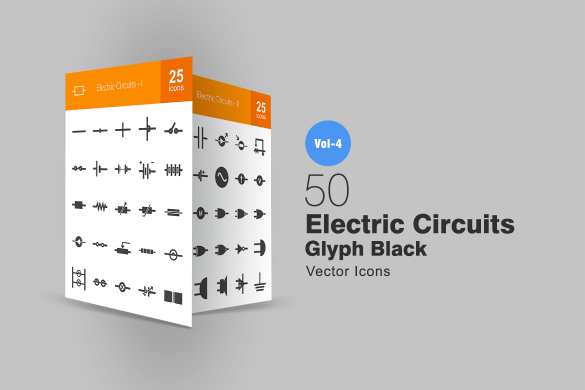 50枚电路线路板主题黑色字体素材库精选图标 50 Electric Circuits Glyph Icons插图