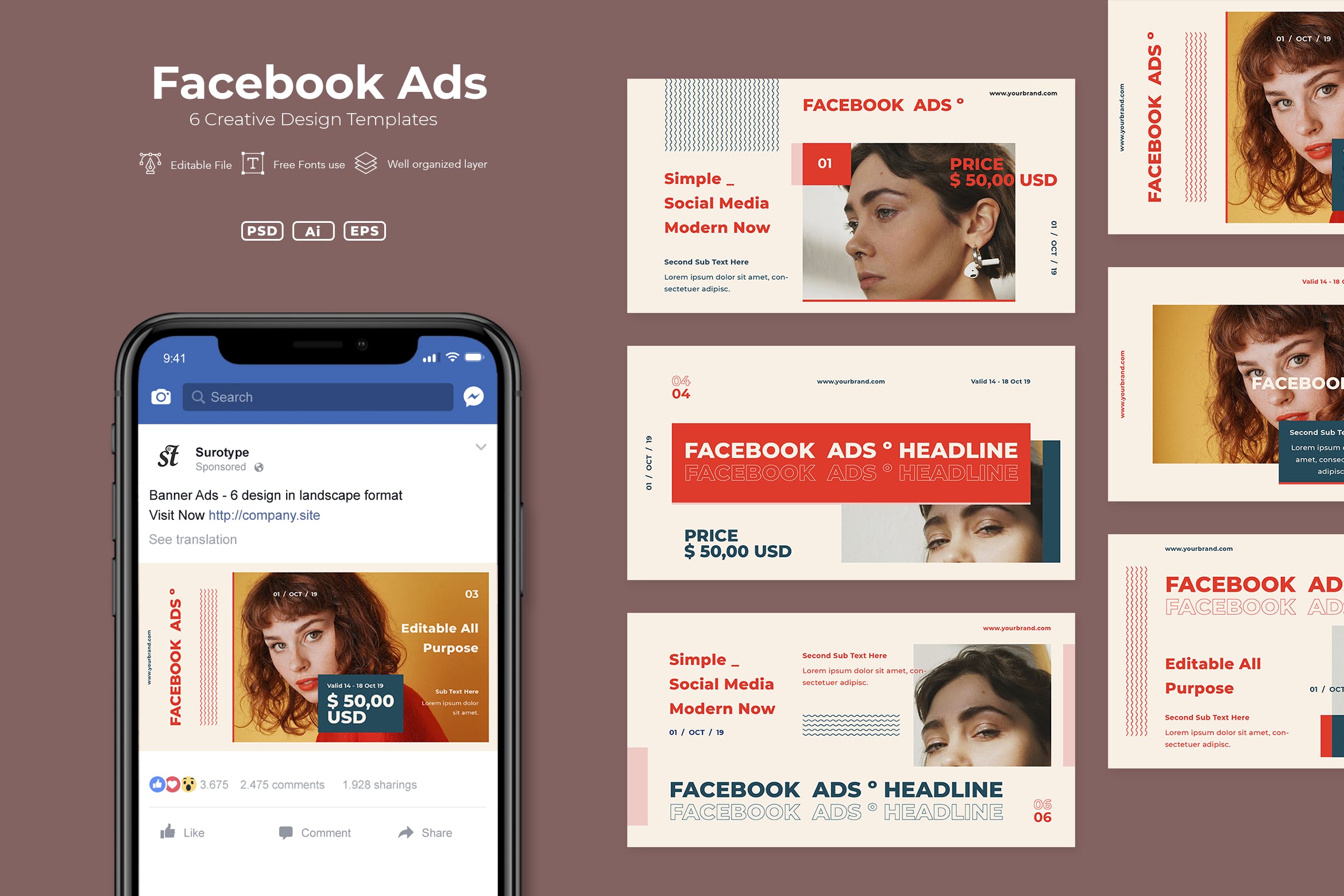 创意时尚奢华品牌Facebook素材库精选广告模板素材v13 SRTP – Facebook Ads. v13插图