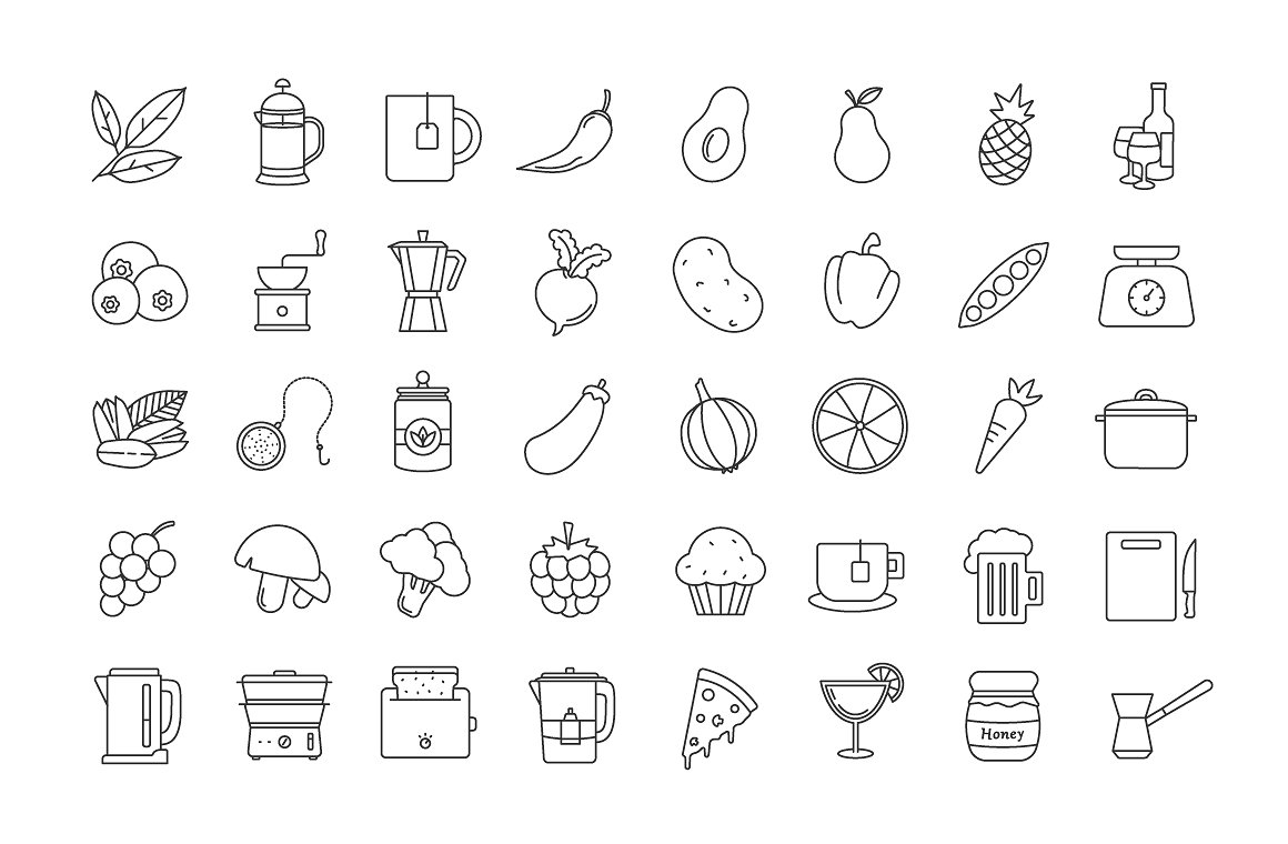 225+食物类线性矢量图标打包下载[eps,ai,svg,png]插图(5)