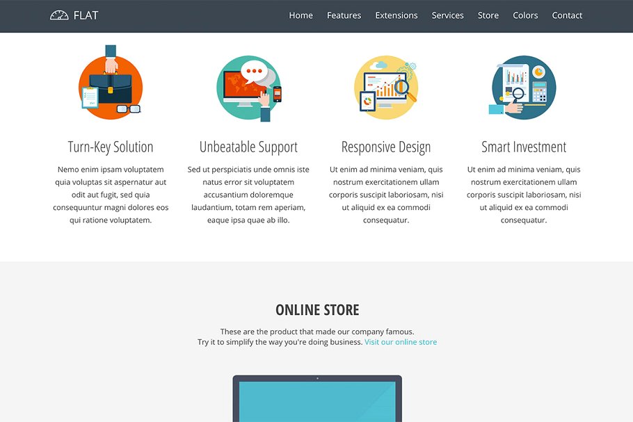 网站服务/云服务网站响应式模板素材库精选 Hot Flat插图(3)