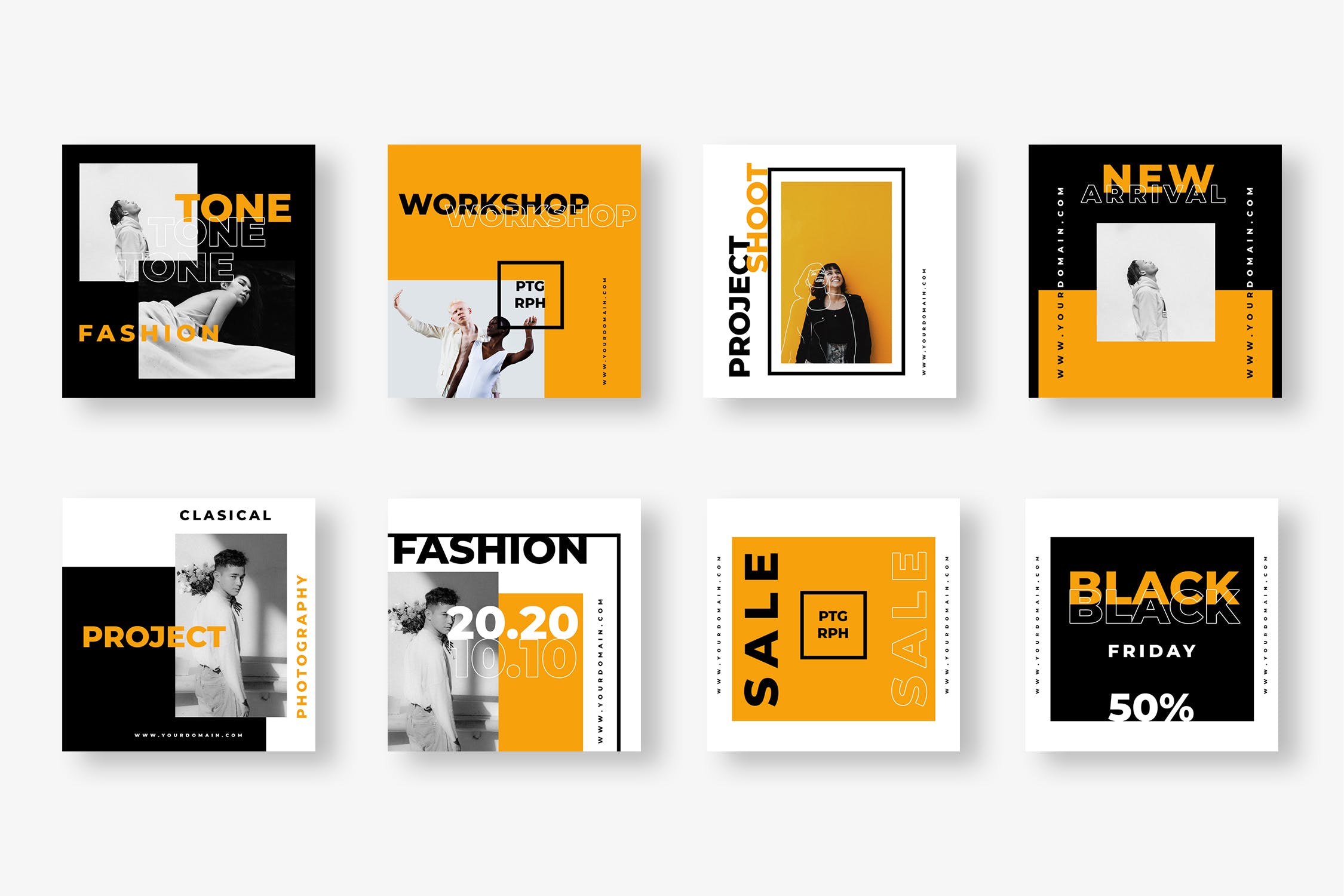 Instagram社交双色调风格设计模板素材库精选 One Duotone Instagram Post Template插图(2)