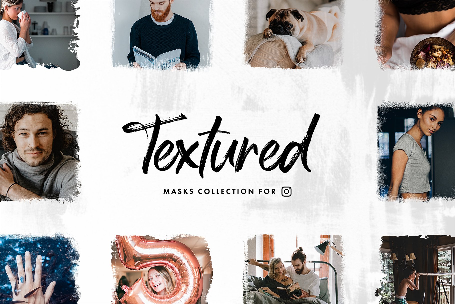 社交媒体贴图装饰背景纹理 Textured Masks Pack插图