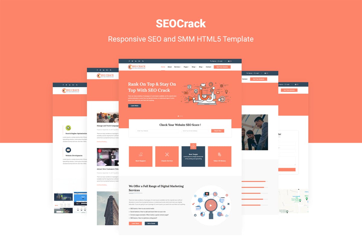 SEO&SMM服务提供商网站设计HTML5模板素材库精选 SEOCrack | SEO and SMM HTML5 Template插图