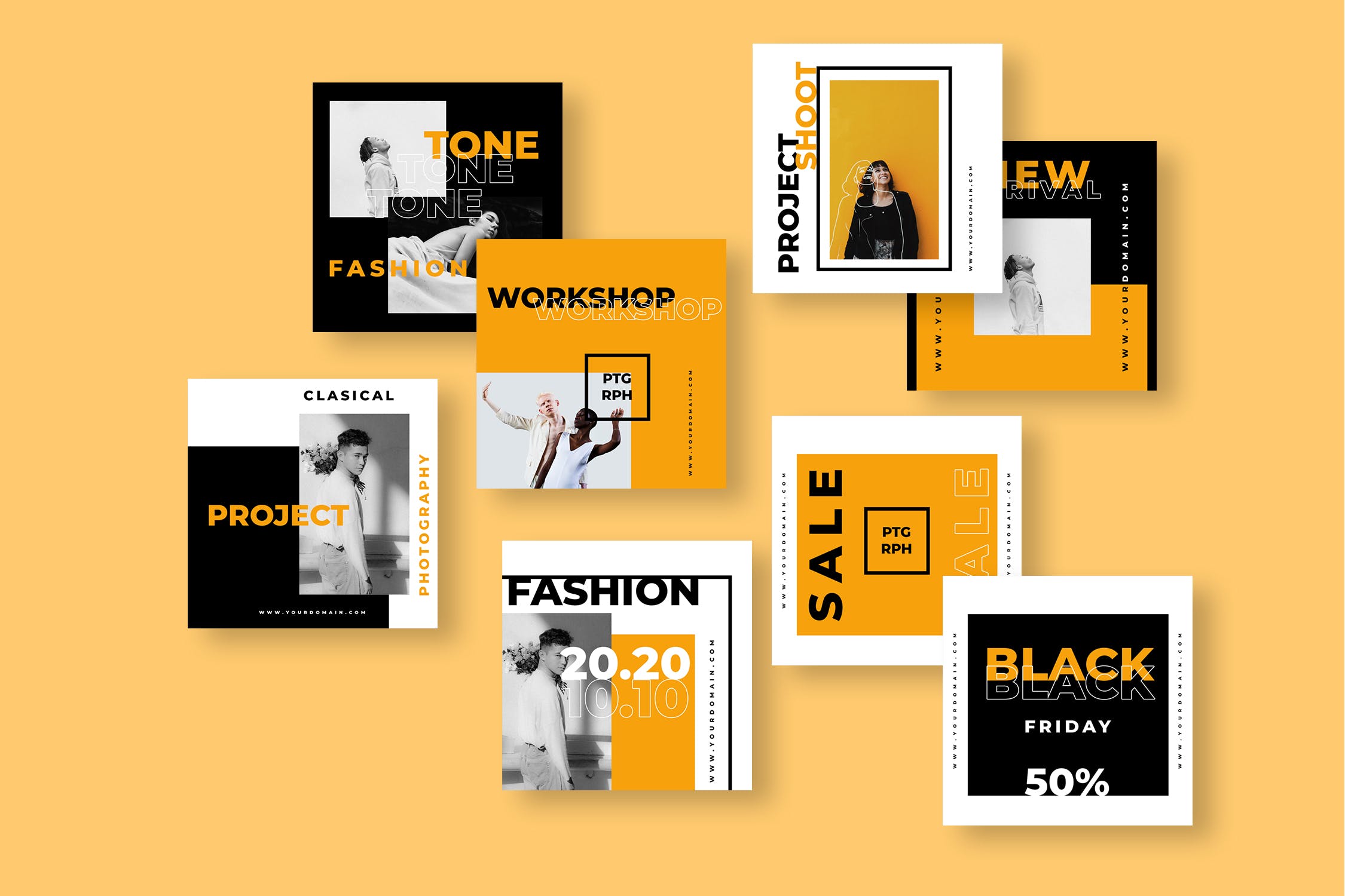 Instagram社交双色调风格设计模板素材库精选 One Duotone Instagram Post Template插图(3)