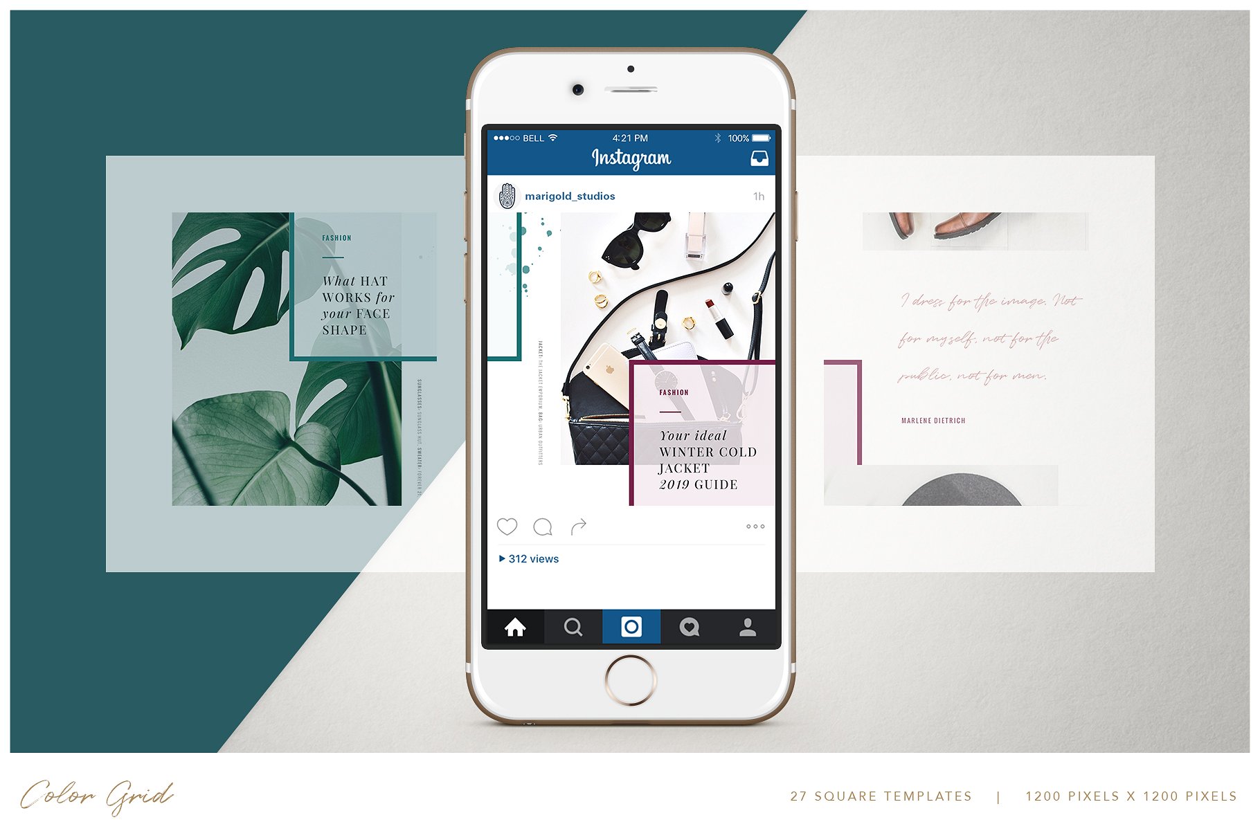 时尚典雅Ins故事&文章贴图模板素材库精选 THE GRID | Instagram Posts Layout插图(10)