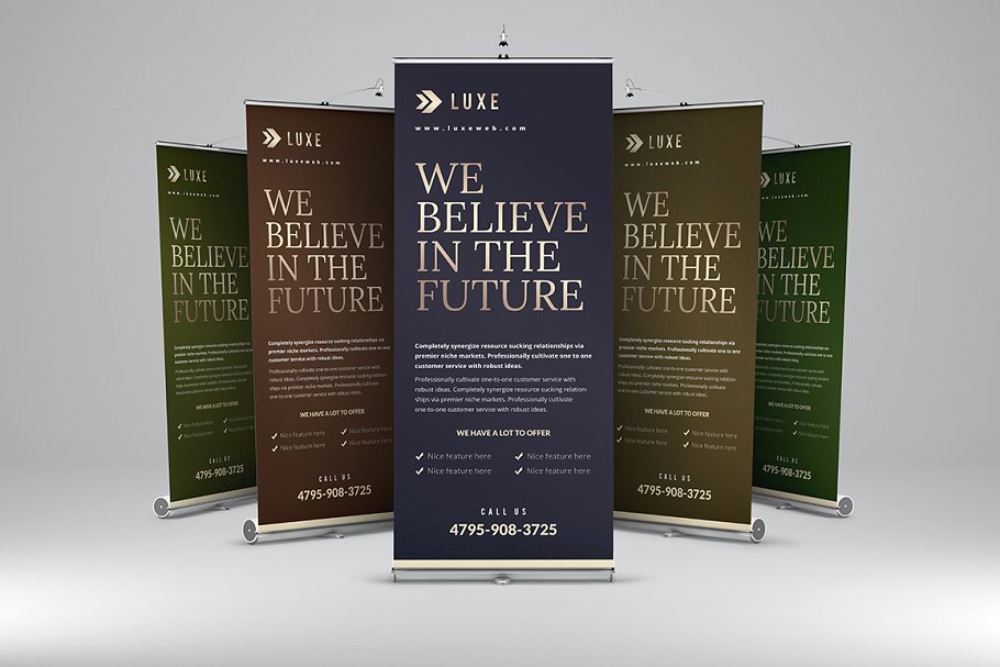 华丽的X展架广告横幅模板 Luxe – Roll-Up Banner 1插图(5)