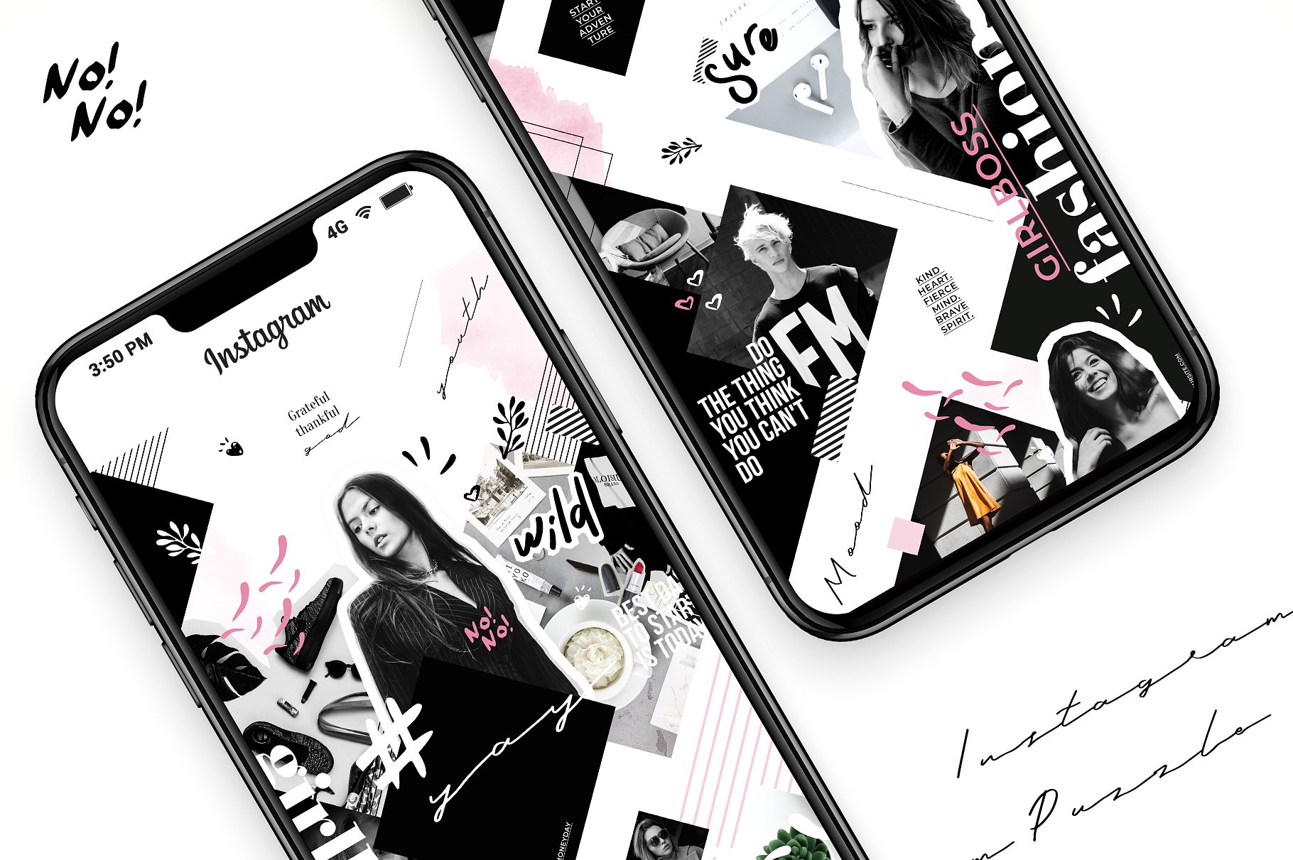 时尚简约的Instagram社交媒体拼图模板素材库精选 No! – Instagram puzzle [psd]插图(4)