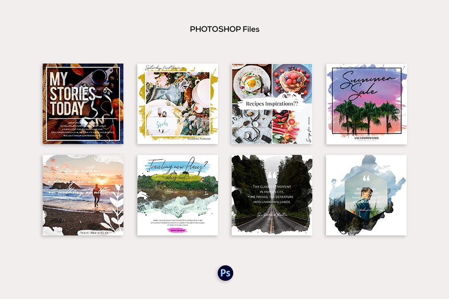 时尚摄影Instagram社交媒体水彩画插图(3)