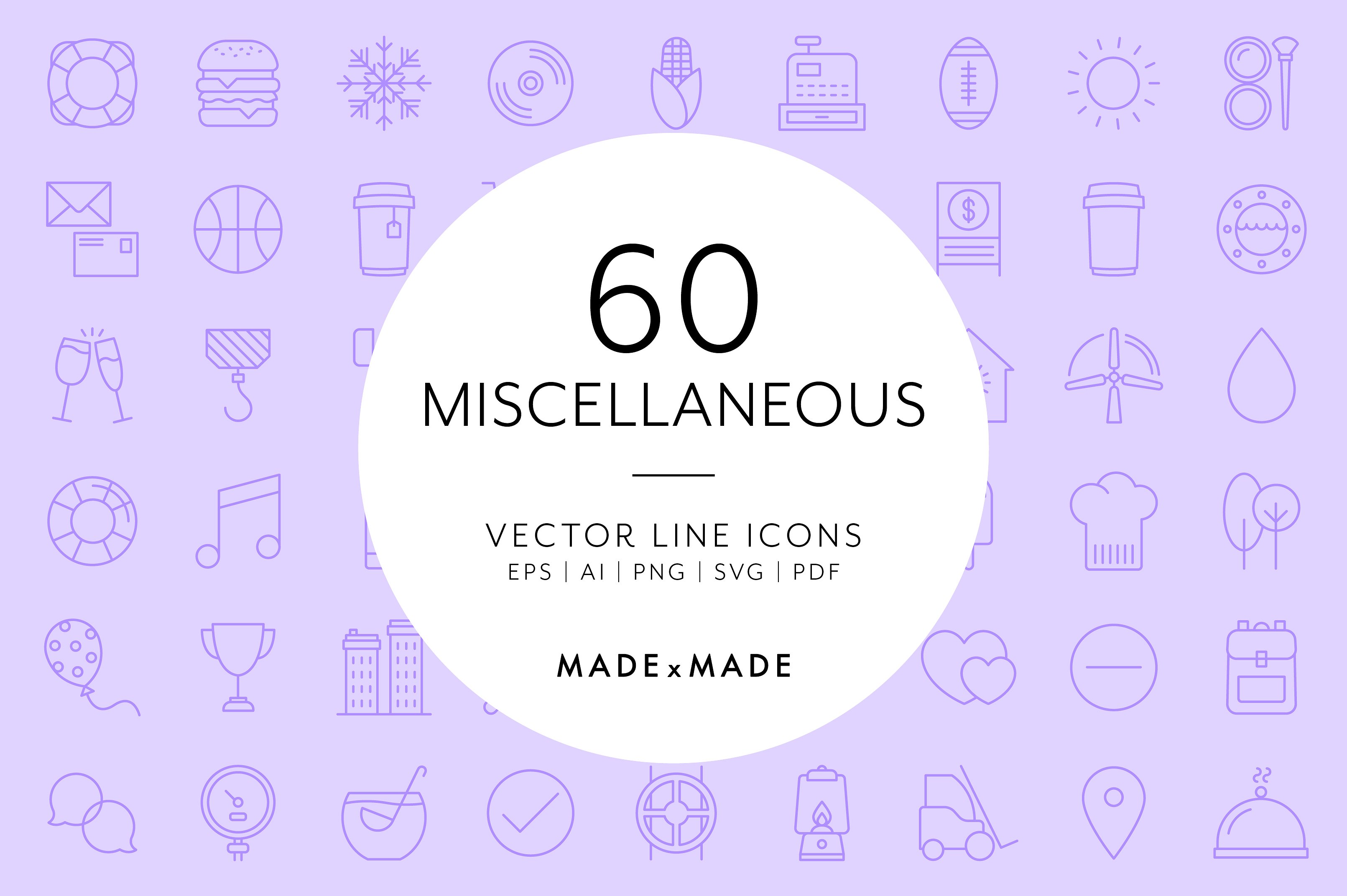 多格式杂项线框图标 Line Icons – Miscellaneous Icons插图