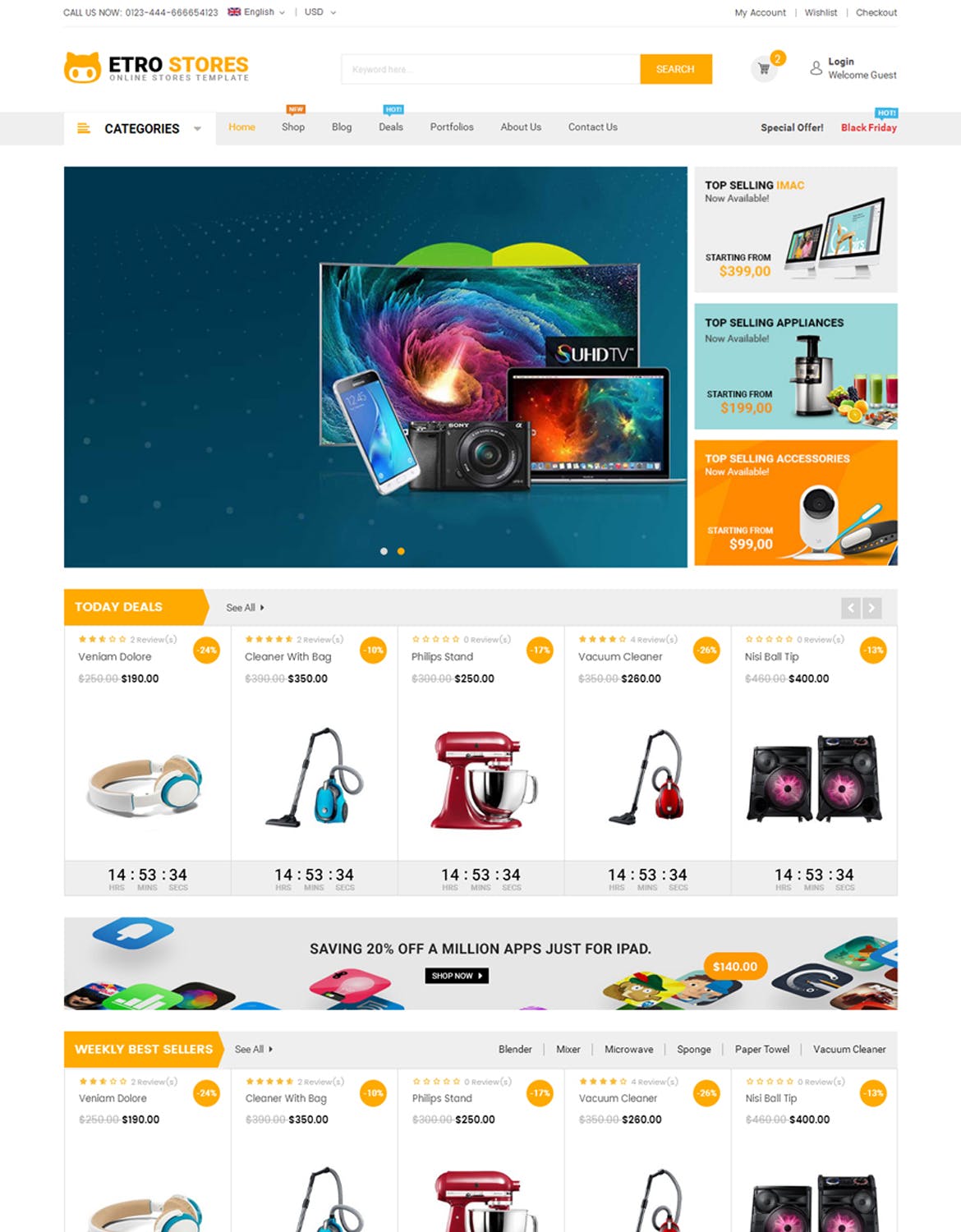 Bootstrap架构响应式多用途网上商城HTML5模板素材库精选 EtroStore – Responsive Multi-Purpose HTML Template插图(3)