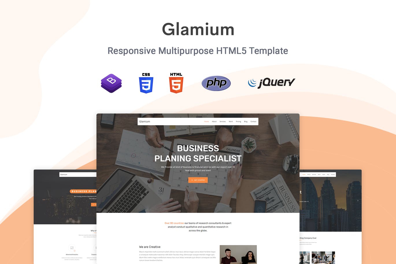 创意单页响应式设计HTML5模板素材库精选 Glamium – Responsive Multipurpose HTML5 Template插图