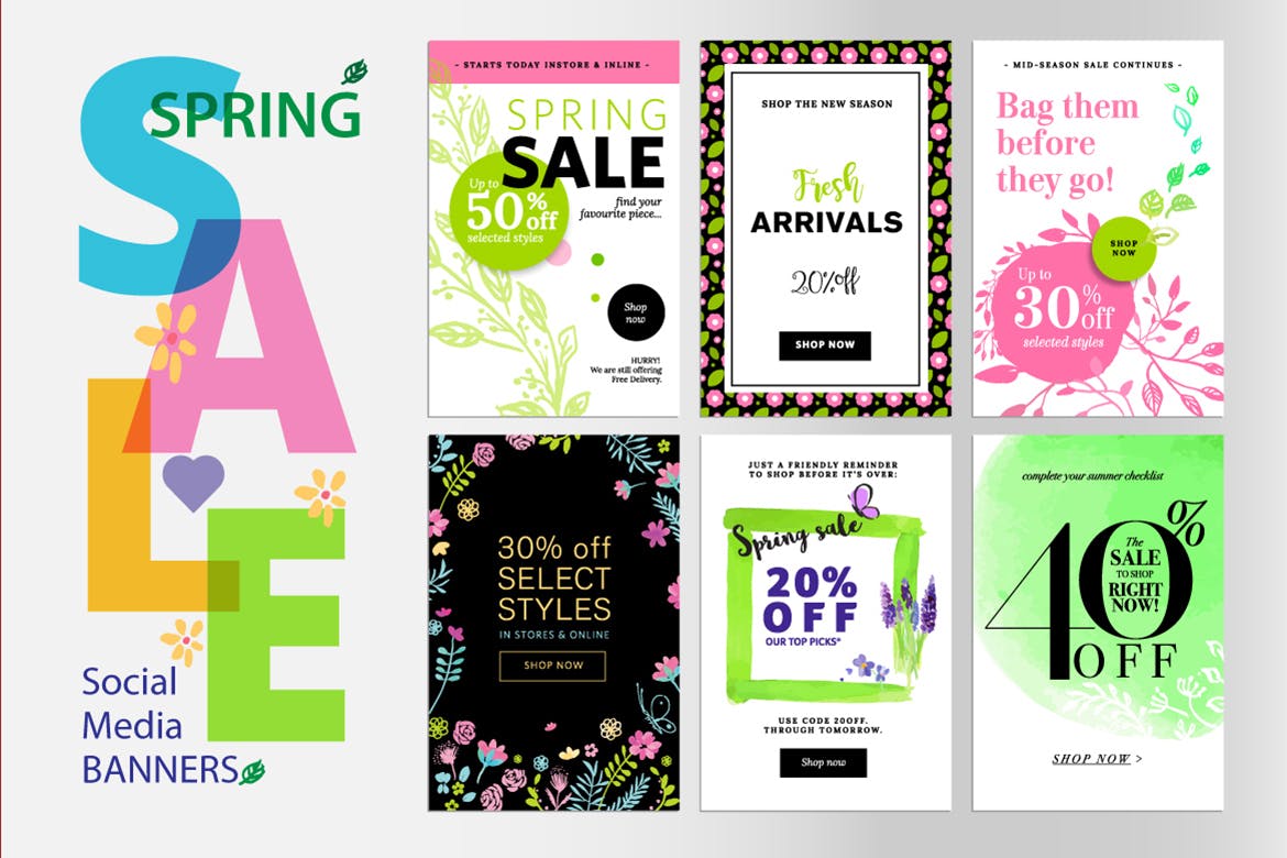 春季促销主题网站广告Banner图素材v6 Spring sale banners插图