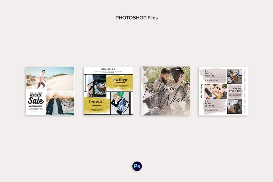 时尚摄影Instagram社交媒体水彩画插图(5)