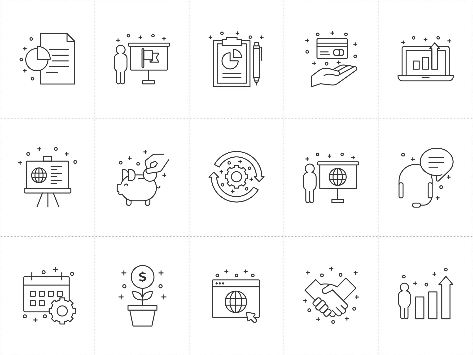 商业商务主题矢量线性图标素材 Business Vector Icons插图(1)
