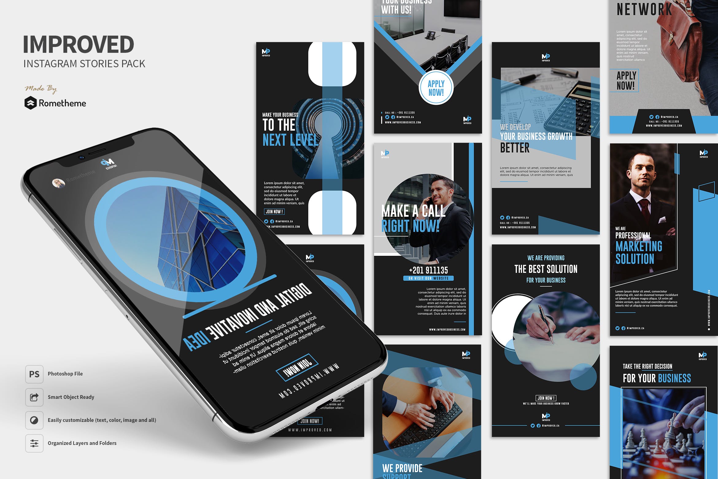 企业营销推广Instagram社交品牌设计模板素材库精选 Improved – Marketing Business Instagram Stories RY插图