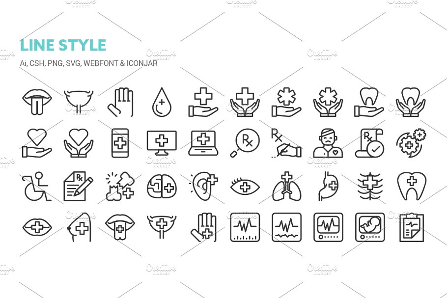 健康医药主题图标 Health and Medical Icons插图(2)