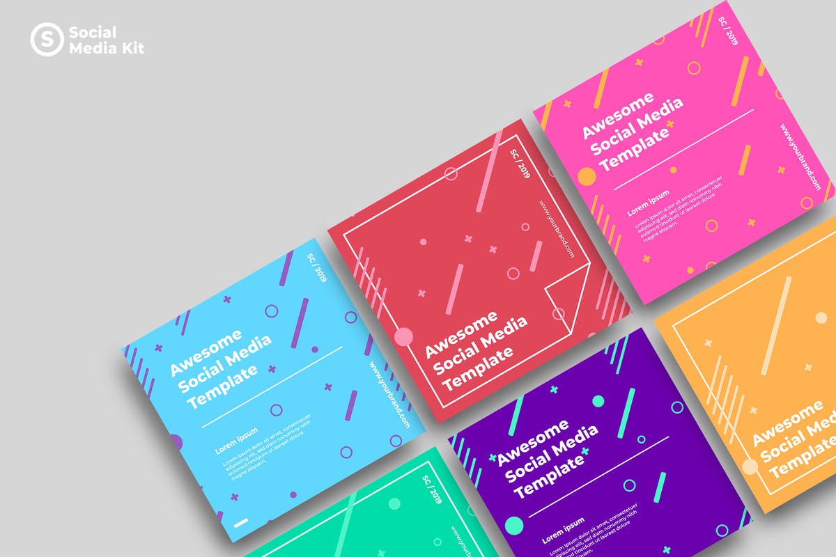社交媒体正方形广告&贴图创意设计模板素材库精选v18 SRTP – Social Media Kit.18插图
