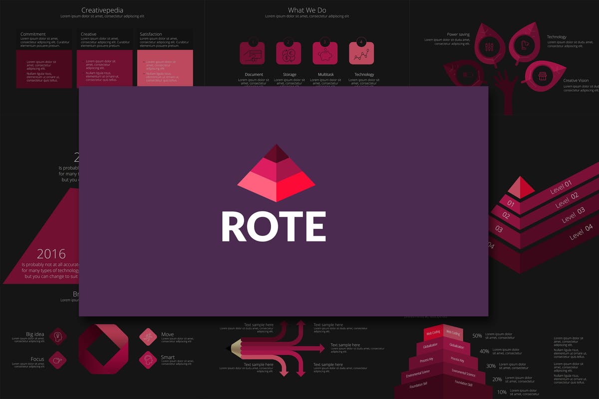 金字塔结构图PPT模板下载 ROTE Powerpoint Template插图
