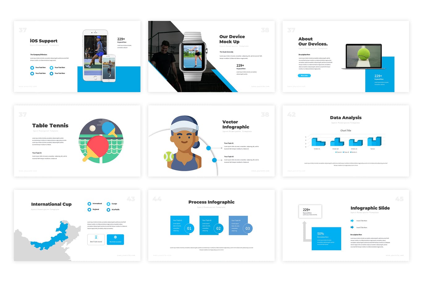 网球培训/网球俱乐部主题PPT幻灯片设计模板 Tennice Powerpoint Template插图(5)