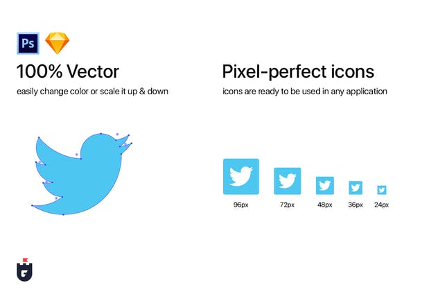 25枚主流社交媒体图标[6种设计风格] 25 Most Popular Social Media Icons in 6 shapes插图(1)