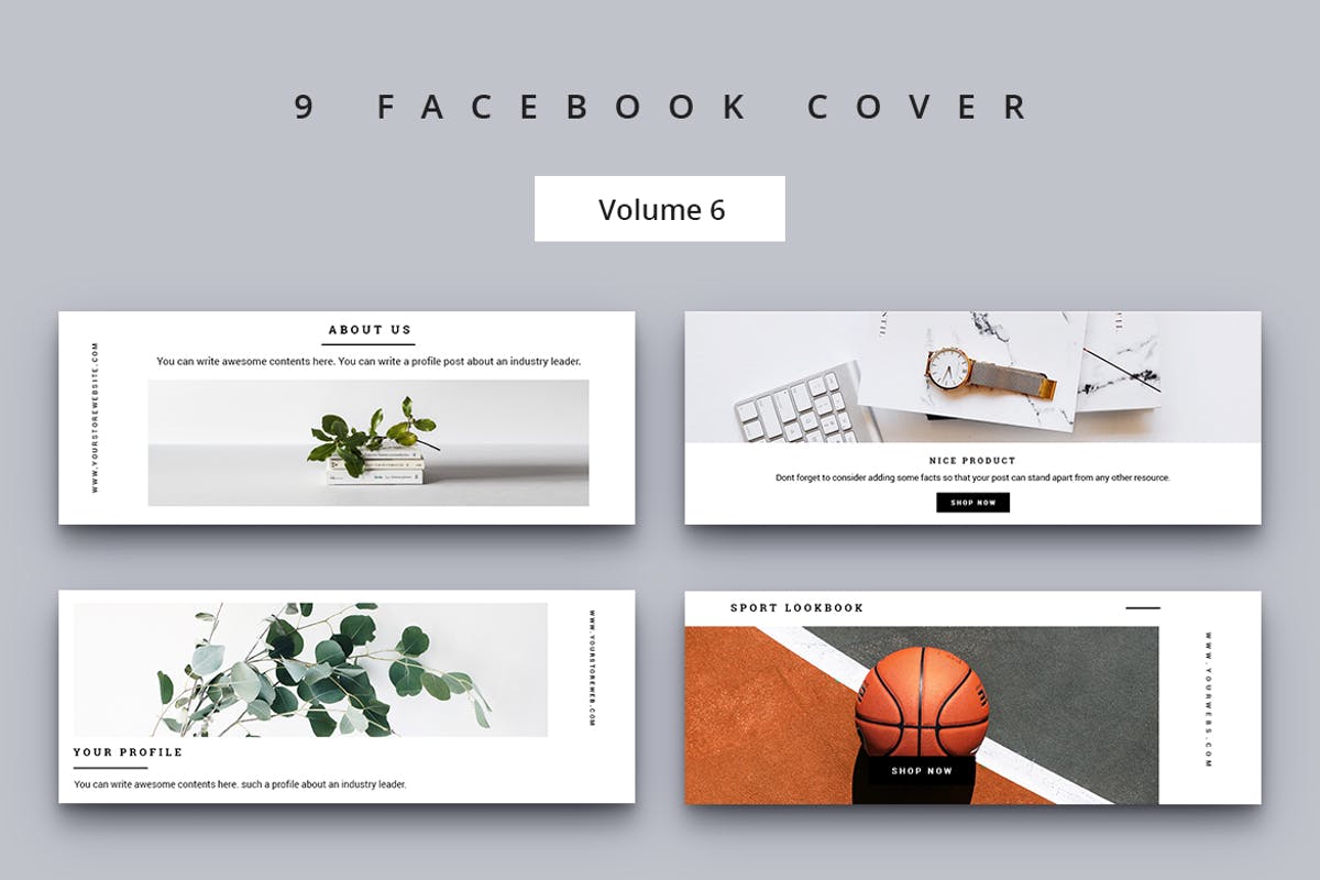 清新简约社交媒体Facebook封面模板素材库精选 Facebook Cover Vol. 6插图