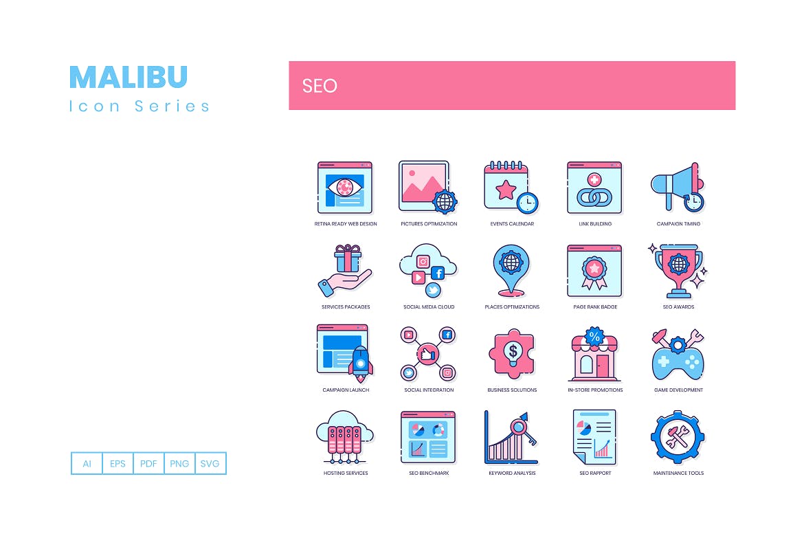 Malibu系列-110枚搜索引擎优化SEO主题图标素材 110 SEO Icons – Malibu Series插图(4)