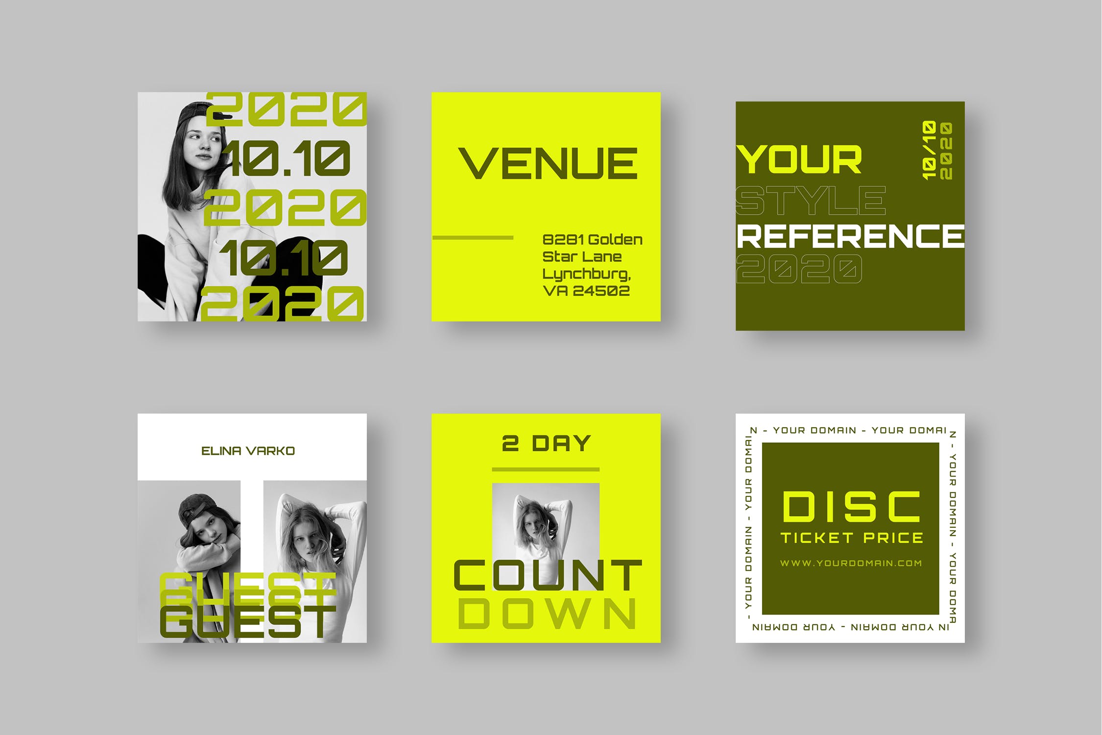 双色调设计风格Instagram文章贴图模板素材库精选 Three Duotone Instagram Post Template插图(1)