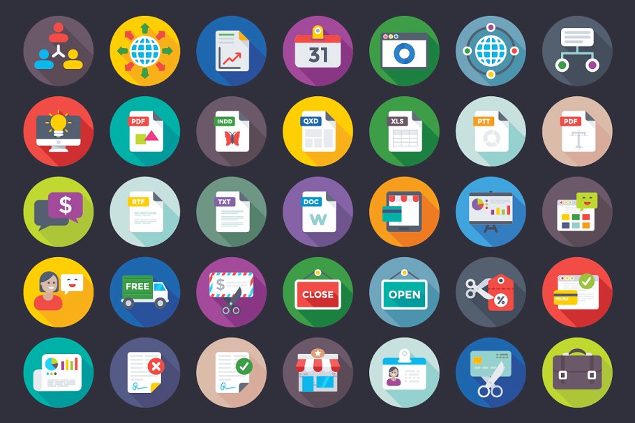 476枚商务和办公扁平化图标  476 Business and Office Flat Icons插图(1)