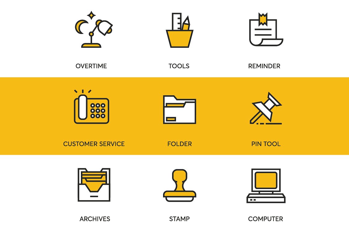 48枚办公类图标（Ai, EPS, PNG, SVG, PSD 多格式）插图(2)