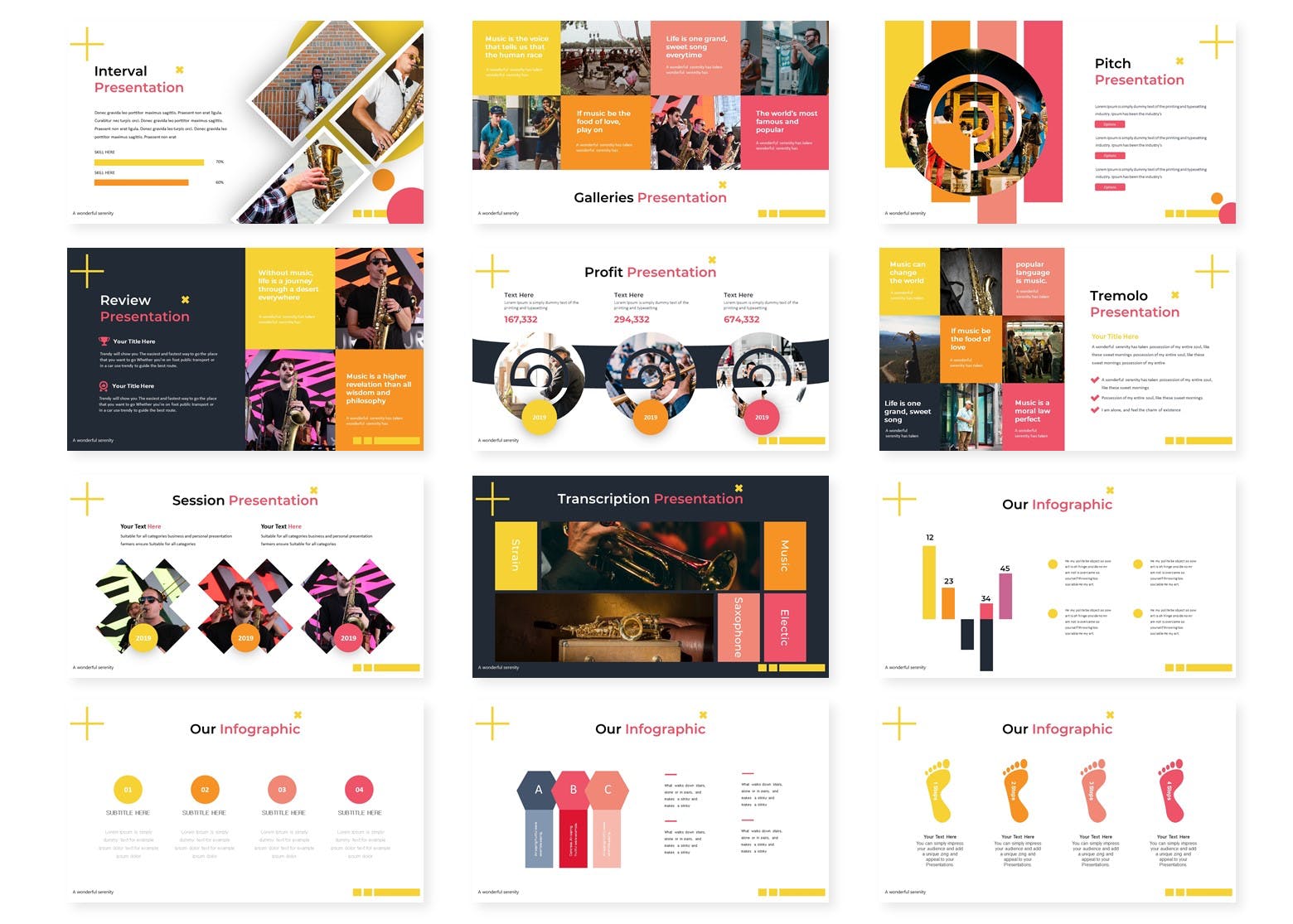 乐队音乐表演活动策划PPT幻灯片模板 Saxoo – Powerpoint Template插图(2)
