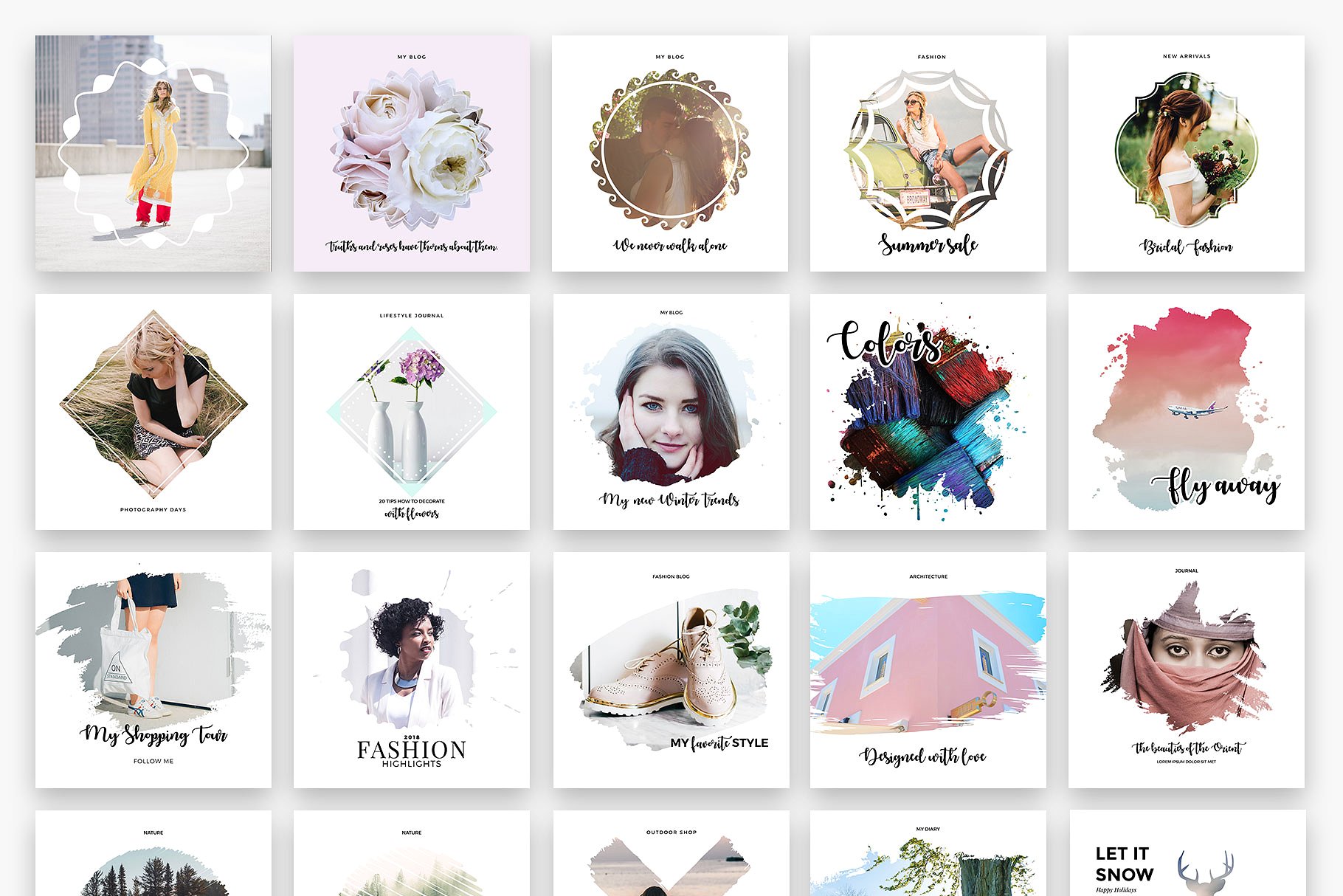 Instagram 社交媒体贴图模板素材库精选合集 Vector Masks for Instagram + Bonus插图(2)