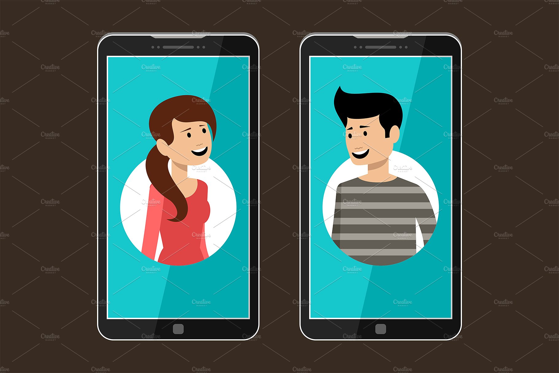 在线约会的概念图标与图形素材插图(5)