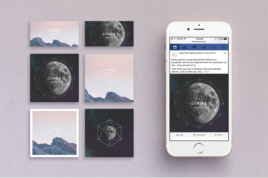 Facebook社交媒体贴图模板素材库精选 LUMINA Facebook Pack插图(1)