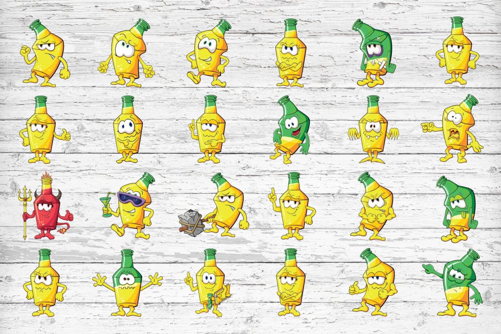 一套可爱的酒瓶卡通表情包下载[eps,png]插图(1)