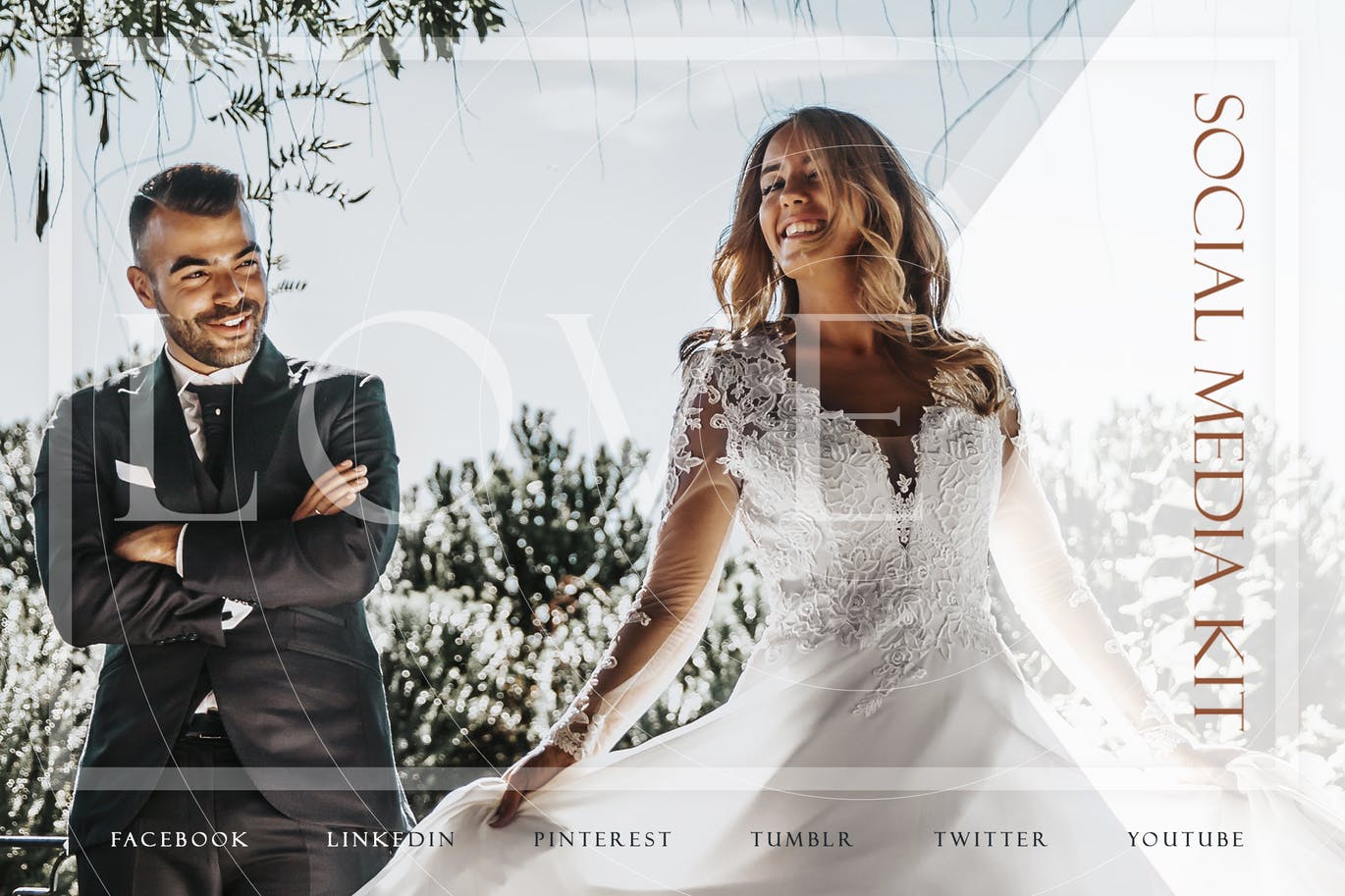 婚礼邀请函电子版社交媒体新媒体设计素材 Wedding Day Social Media Kit插图