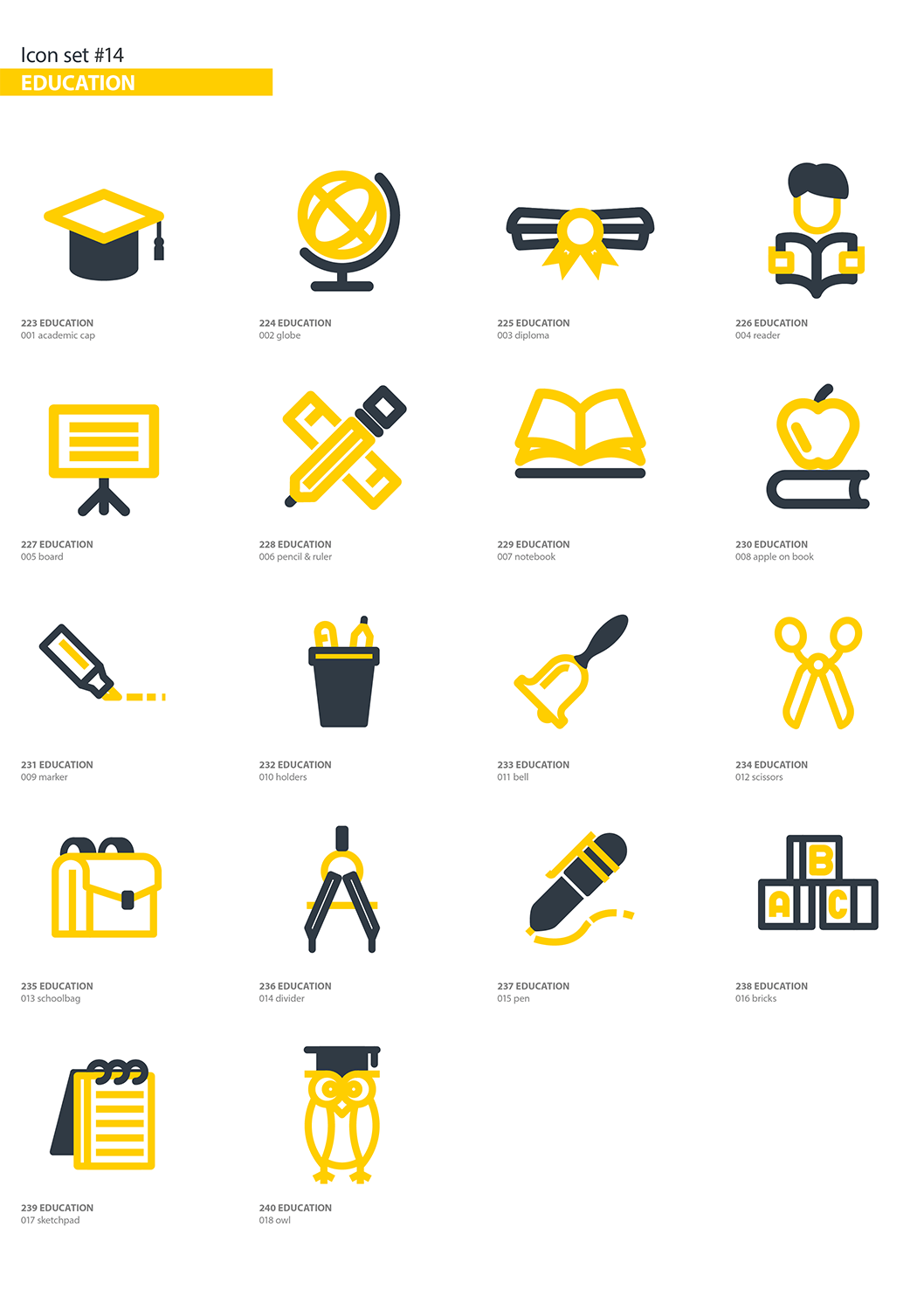 300+多行业分类扁平设计风格矢量图标素材 300+ Flat Icons Package插图(13)