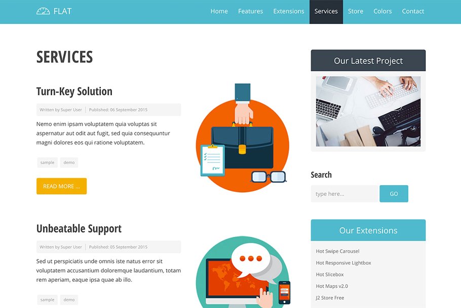 网站服务/云服务网站响应式模板素材库精选 Hot Flat插图(10)