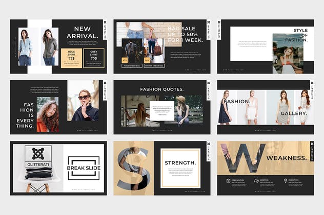 时尚行业主题PPT模板下载 Gliiterati : Fashion Powerpoint Presentation插图(1)