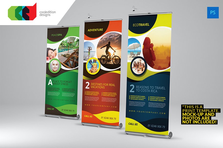 多用途易拉宝素材库精选广告模板3 Multipurpose Roll-Up Banner 3插图(1)