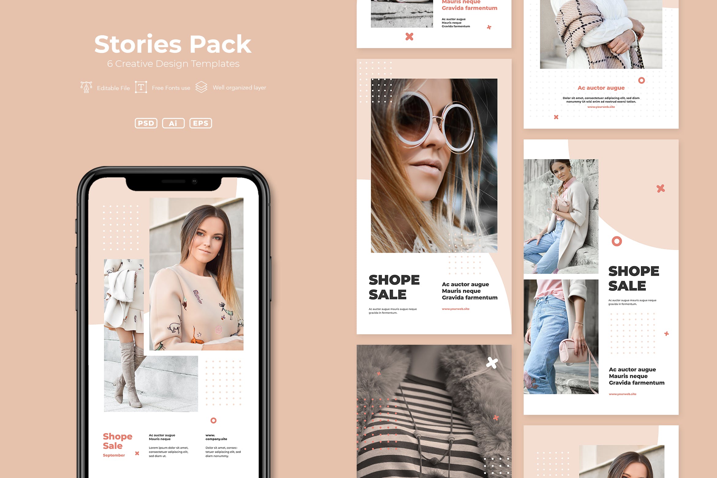 社交自媒体新媒体品牌故事设计模板素材库精选素材v13 AFR – Stories Pack.v13插图