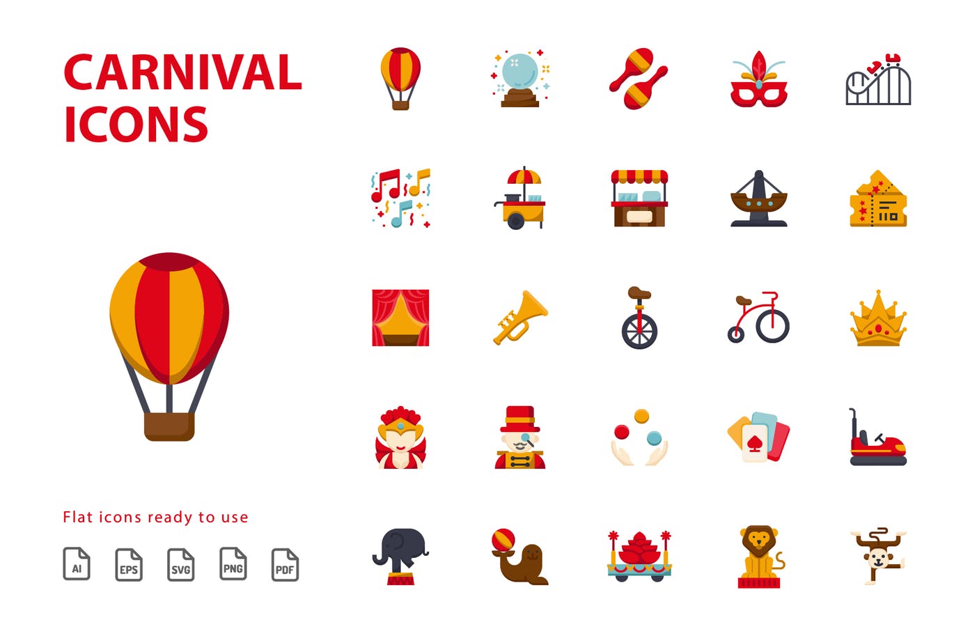 25枚嘉年华主题扁平设计风格素材库精选图标 Carnival Flat插图(1)