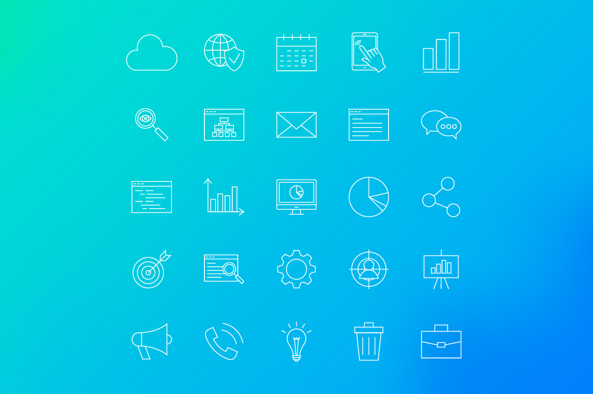 SEO&网页开发主题图标集 SEO Line Art Icons插图(3)