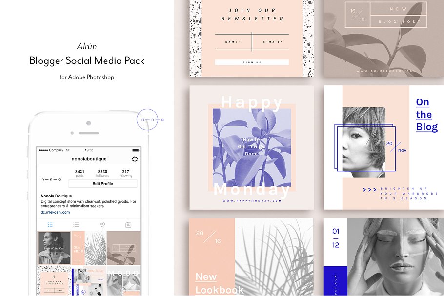 美容化妆主题社交媒体贴图模板素材库精选 Social Media Pack • Alrún插图