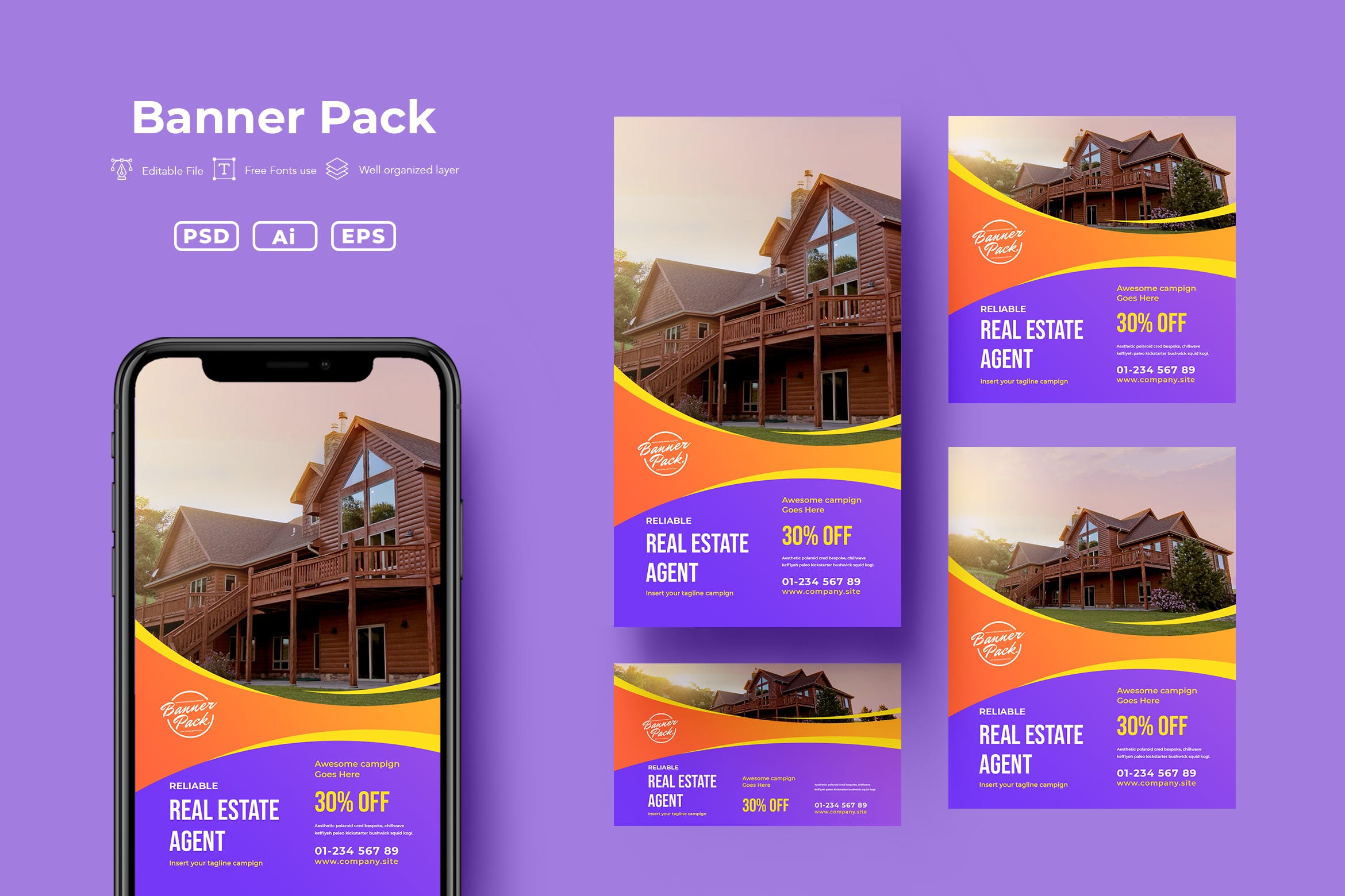 民宿/别墅/酒店租赁广告Banner设计模板v11 ADL Banner Pack.v11插图