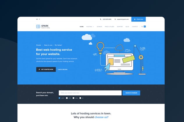 响应式数据管理&技术着陆页设计模板素材库精选 Spark – Responsive Hosting & Technology Template插图(1)