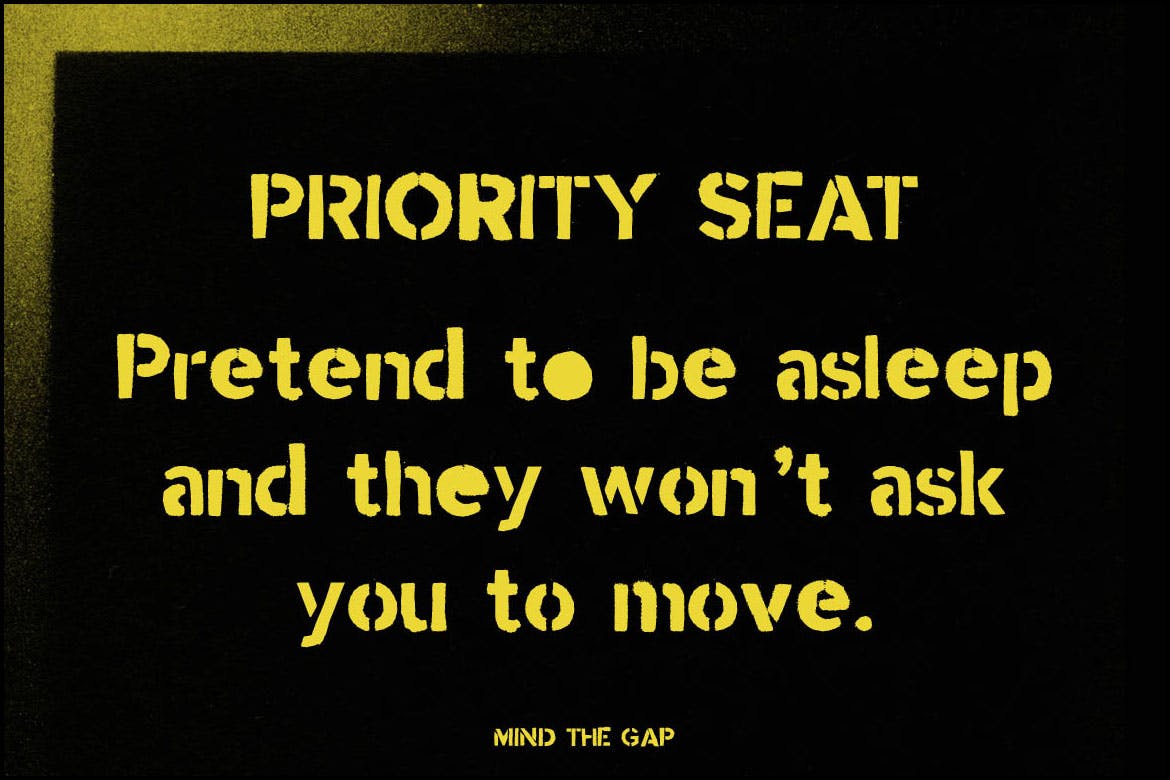 军事工业风格无衬线英文字体 Stencil font Mind the Gap插图(3)